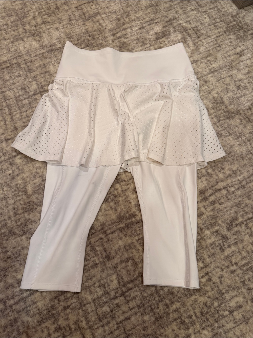 Athleta White Perforated Skirted Capri Leggings